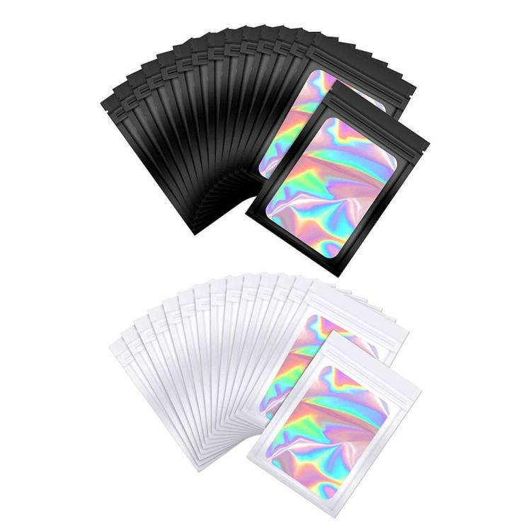 100pcs Translucent Holographic Rainbow Film Sealed Bag Laser Storage Bag  |   Indoor Storage Indoor Storage Black/White