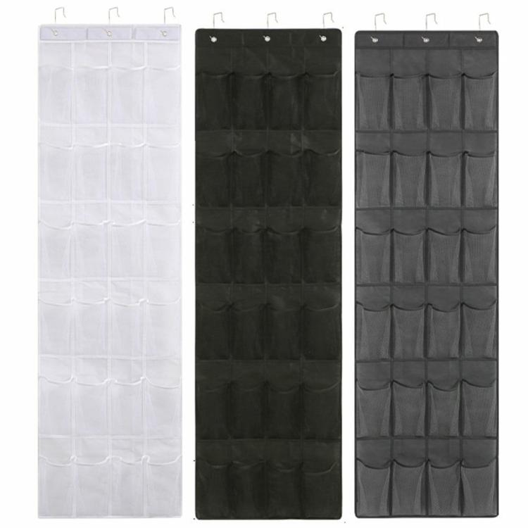 24 Mesh Pockets Hanging Behind Closet Caddy Holder Stay In Place Hooks Shoe Rack  |   Indoor Storage Indoor Storage Black/White