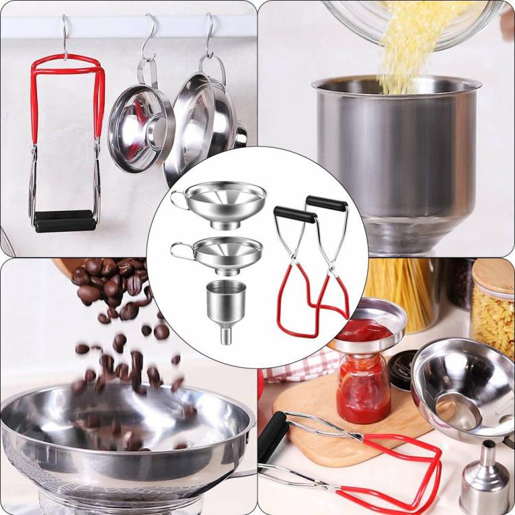 4Pcs Canning Funnel Multi-purpose Stainless Steel Canning Jar Lifter for Kitchen  |   Kitchen Tools Kitchen Accessories Kitchen Tools