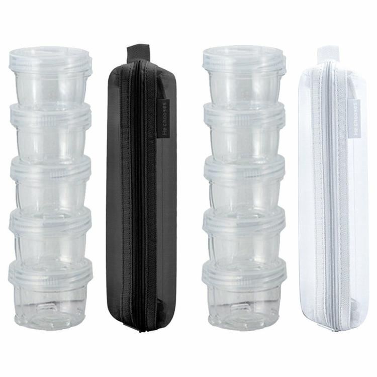 5 Pcs Clear Portion Cups Lunch Box Accessories Condiment Cups with Leakproof Lid  |   Kitchen Tools Kitchen Accessories Black/White