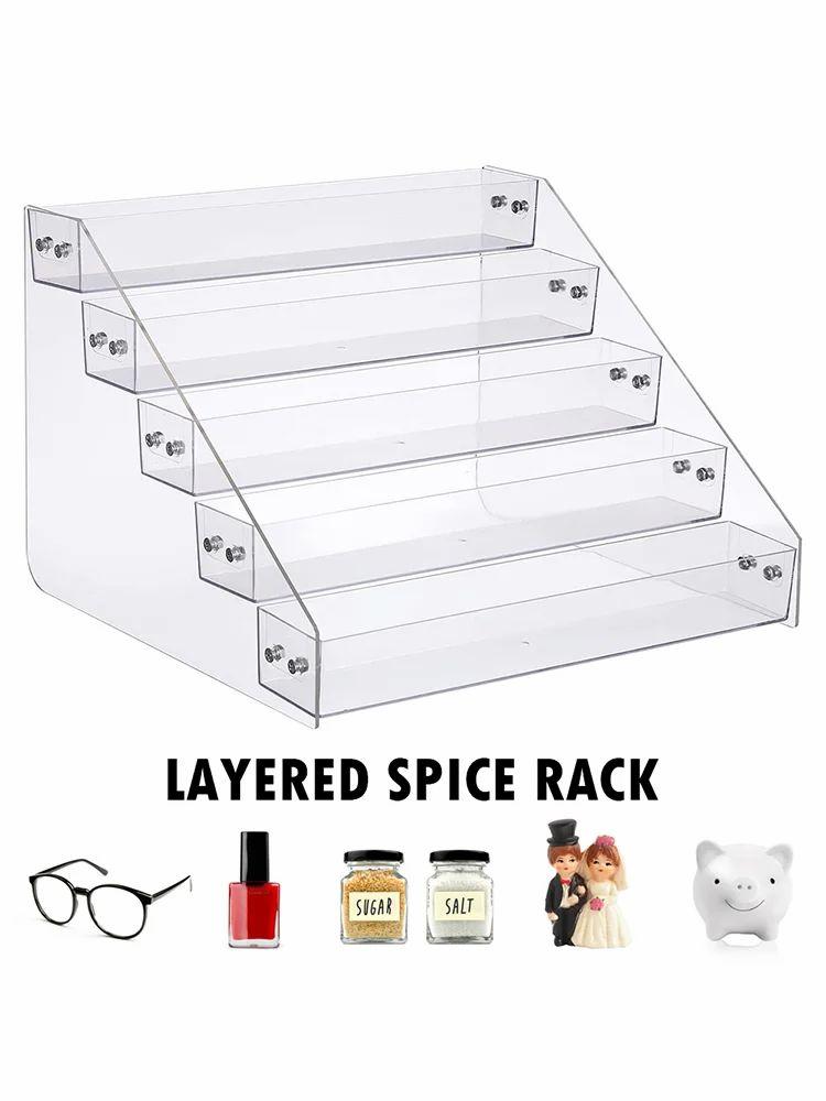 Acrylic Rack Seasoning Organizer 5Tiered Spice Rack Organizer Acrylic Spice Rack  |   Kitchen Storage Kitchen Storage Kitchen Storage