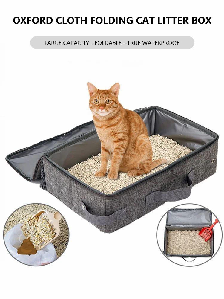 Foldable Outdoor Cat Litter Box Rectangular Mobile Cat Toilets with Shovel  |   Cat Accessories Cat Accessories Cat Accessories