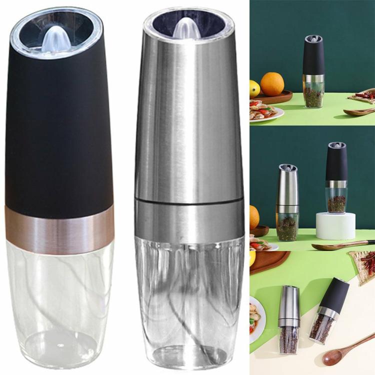 Gravity Electric Salt and Pepper Grinder with Brush for Spices Salt Pepper Herbs  |   Kitchen Tools Kitchen Accessories Black/Silver