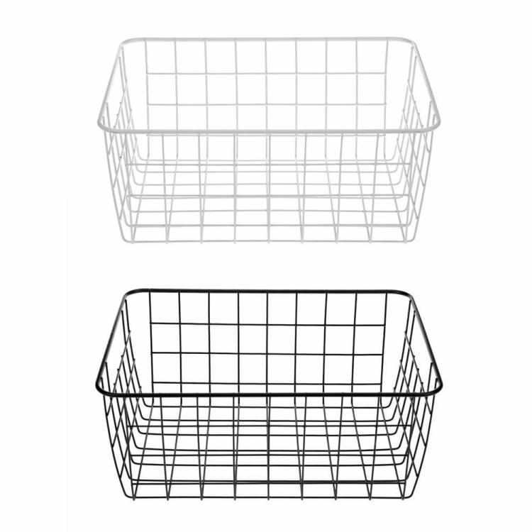 Iron Art Storage Basket Home Desktop Metal Sundries Organizer Container Decor  |   Indoor Storage Indoor Storage Black/White