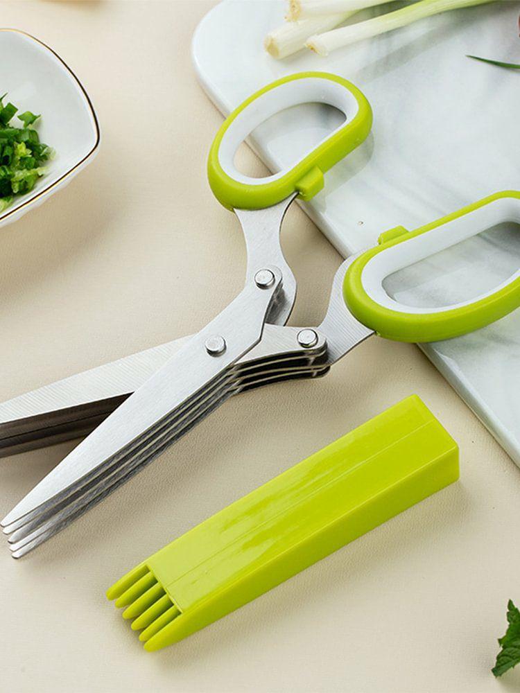 Stainless Steel Herb Cutter Scissors Easy To Clean Spice Scissors Cleaning Comb  |   Kitchen Tools Kitchen Accessories Kitchen Tools