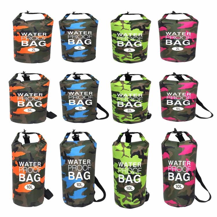 Waterproof Swimming Bag Dry Sack Camouflage Outdoor Camping Hiking Storage  |   Outdoor Storage Outdoor Storage Orange/Light Blue/Green/Rose Red