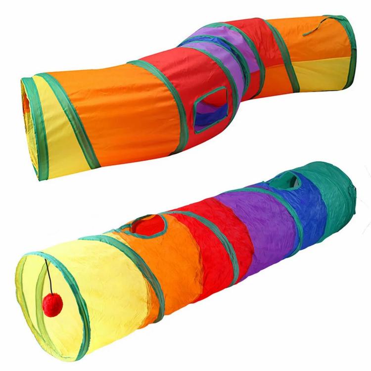 Rainbow Cat Toy Tunnels Gifts Foldable Cats Hideout Tunnels Pet Self-playing Toy  |   Cat Accessories Cat Accessories Cat Accessories